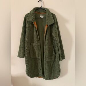 Olive Green Sherpa Coat